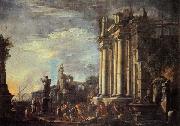 Giovanni Ghisolfi Landscape with Ruins and a Sacrificial Srene